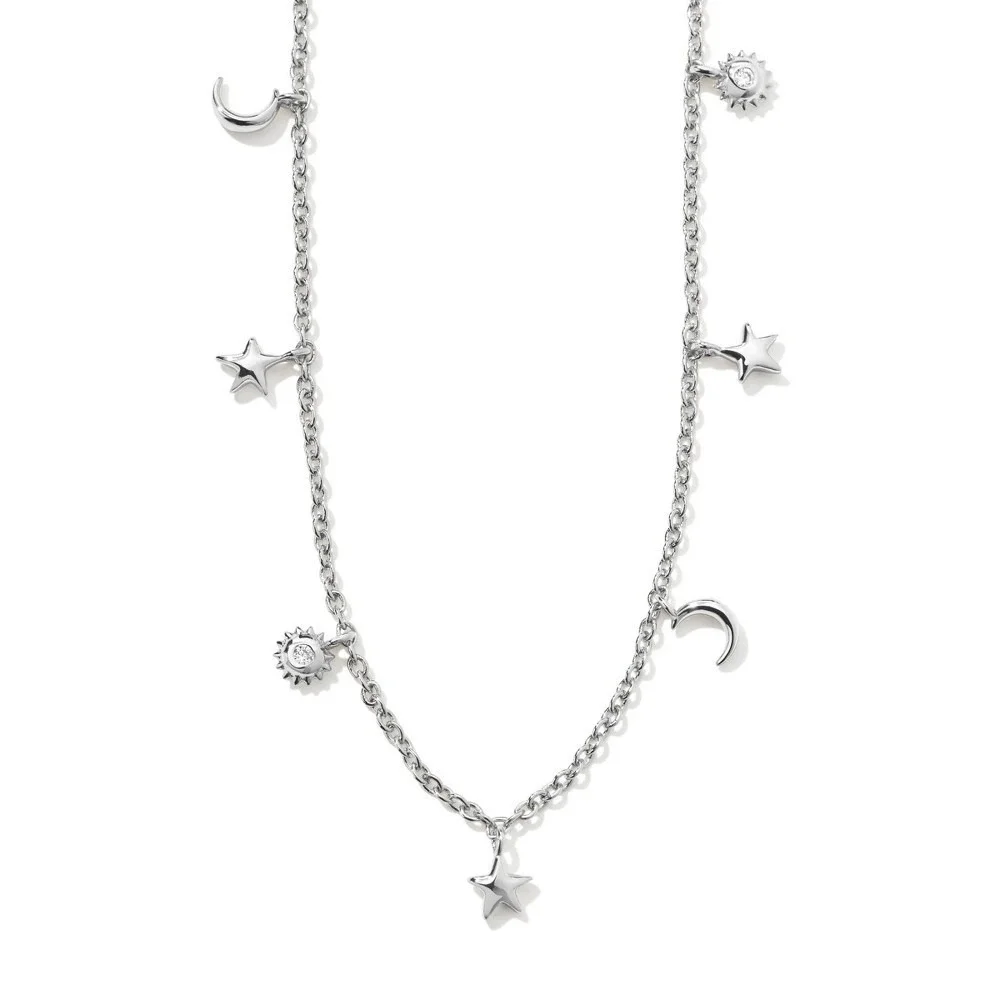 Kendra Scott Nikki Strand Necklace Silver Star and Moon Charms Small NWT